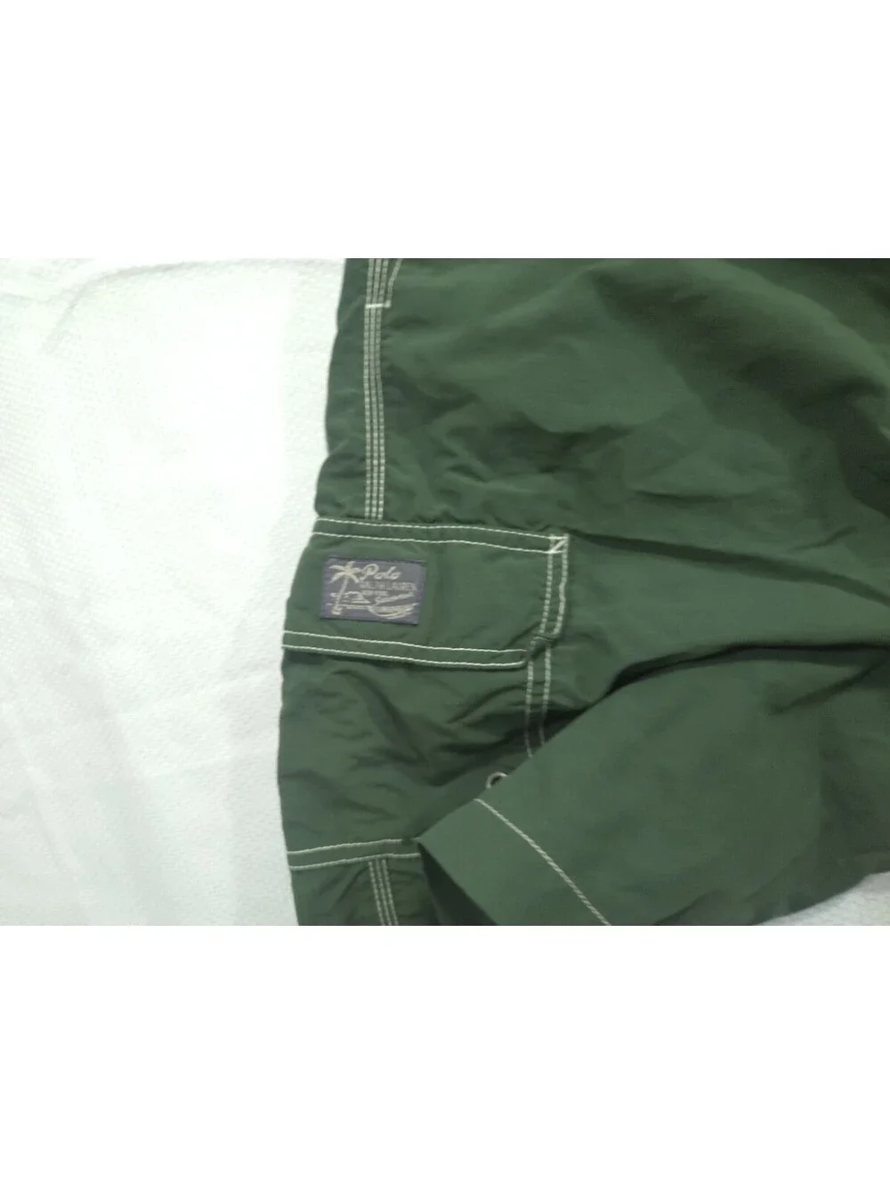 Polo Ralph Lauren Swim Trunks Mens Large Green Cargo Mesh Lined Shorts Vintage